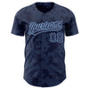 Custom Navy Light Blue 3D Pattern Design Curve Lines Authentic Baseball Jersey