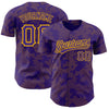 Custom Purple Gold 3D Pattern Design Curve Lines Authentic Baseball Jersey