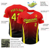 Custom Red Neon Yellow-Black 3D Pattern Design Side Stripes Authentic Baseball Jersey