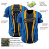 Custom Royal Navy-Old Gold 3D Pattern Design Side Stripes Authentic Baseball Jersey