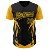 Custom Black Gold 3D Pattern Design Side Sharp Edges Authentic Baseball Jersey