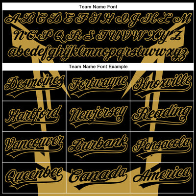 Custom Black Old Gold 3D Pattern Design Side Sharp Edges Authentic Baseball Jersey