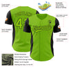 Custom Neon Green Black 3D Pattern Design Side Stripes Authentic Baseball Jersey