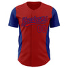 Custom Red Royal 3D Pattern Design Side Stripes Authentic Baseball Jersey