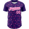 Custom Purple Pink-White 3D Pattern Design Star Lines Authentic Baseball Jersey