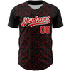 Custom Black Red-White 3D Pattern Design Arabesque Shape Authentic Baseball Jersey