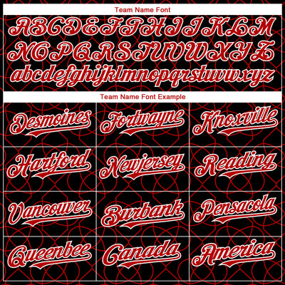 Custom Black Red-White 3D Pattern Design Arabesque Shape Authentic Baseball Jersey