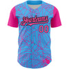 Custom Sky Blue Pink-Black 3D Pattern Design Spider Web Authentic Baseball Jersey