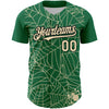 Custom Kelly Green Cream-Black 3D Pattern Design Spider Web Authentic Baseball Jersey