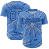 Custom Light Blue Cream-Royal 3D Pattern Design Spider Web Authentic Baseball Jersey