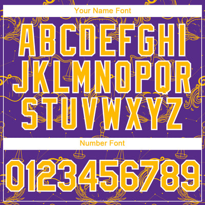 Custom Purple Gold-White 3D Pattern Design Zodiac Authentic Baseball Jersey