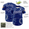 Custom Royal White 3D Pattern Design Planets Authentic Baseball Jersey