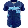 Custom Royal Sky Blue-White 3D Pattern Design Spider Web Authentic Baseball Jersey