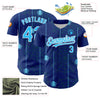 Custom Royal Sky Blue-White 3D Pattern Design Spider Web Authentic Baseball Jersey