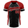 Custom Black Red-White 3D Pattern Design Curve Solid Authentic Baseball Jersey