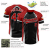 Custom Black Red-White 3D Pattern Design Curve Solid Authentic Baseball Jersey