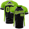 Custom Black Neon Green-White 3D Pattern Design Curve Solid Authentic Baseball Jersey