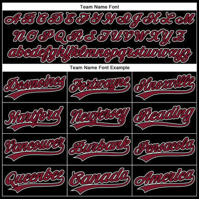 Custom Black Crimson-White 3D Pattern Design Curve Solid Authentic Baseball Jersey