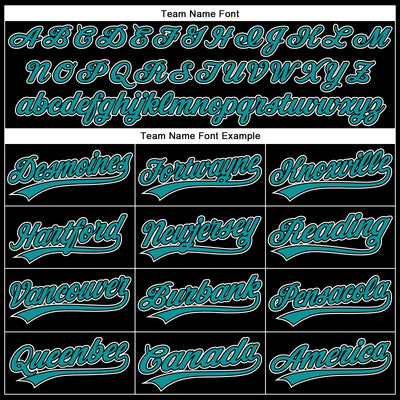 Custom Black Teal-White 3D Pattern Design Curve Solid Authentic Baseball Jersey