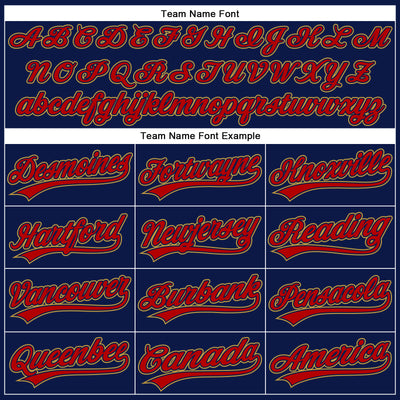 Custom Navy Red-Old Gold 3D Pattern Design Curve Solid Authentic Baseball Jersey