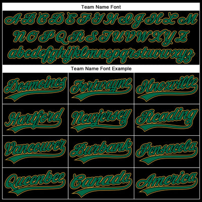 Custom Black Kelly Green-Old Gold 3D Pattern Design Curve Solid Authentic Baseball Jersey