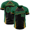 Custom Black Kelly Green-Old Gold 3D Pattern Design Curve Solid Authentic Baseball Jersey