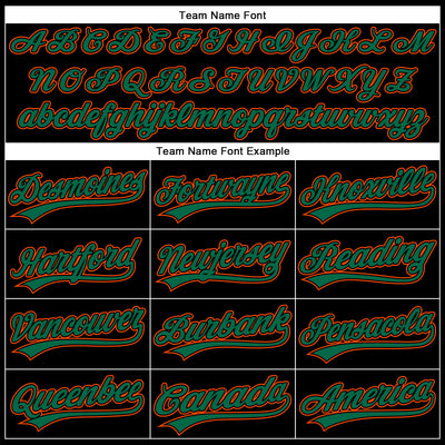 Custom Black Kelly Green-Orange 3D Pattern Design Curve Solid Authentic Baseball Jersey