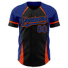 Custom Black Royal-Orange 3D Pattern Design Curve Solid Authentic Baseball Jersey