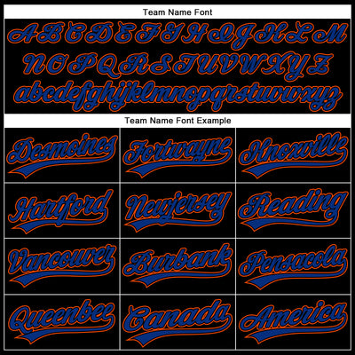 Custom Black Royal-Orange 3D Pattern Design Curve Solid Authentic Baseball Jersey