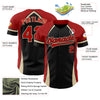 Custom Black Red-Cream 3D Pattern Design Curve Solid Authentic Baseball Jersey