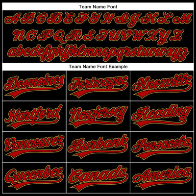 Custom Black Red-Old Gold 3D Pattern Design Curve Solid Authentic Baseball Jersey