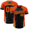 Custom Black Orange-Old Gold 3D Pattern Design Curve Solid Authentic Baseball Jersey