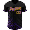 Custom Black Purple-Gold 3D Pattern Design Leopard Print Fade Fashion Authentic Baseball Jersey