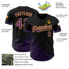 Custom Black Purple-Gold 3D Pattern Design Leopard Print Fade Fashion Authentic Baseball Jersey