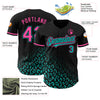 Custom Black Pink-Aqua 3D Pattern Design Leopard Print Fade Fashion Authentic Baseball Jersey