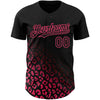 Custom Black Neon Pink 3D Pattern Design Leopard Print Fade Fashion Authentic Baseball Jersey