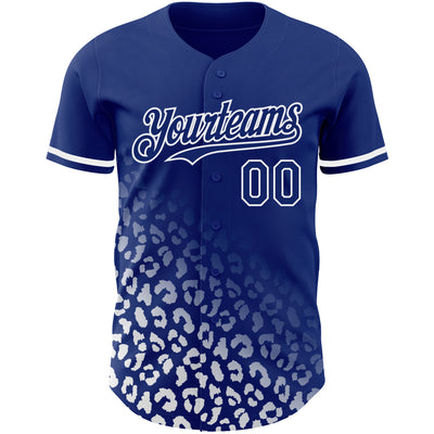 Custom Royal White 3D Pattern Design Leopard Print Fade Fashion Authentic Baseball Jersey