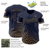 Custom Navy Old Gold 3D Pattern Design Leopard Print Fade Fashion Authentic Baseball Jersey