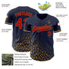 Custom Navy Red-Old Gold 3D Pattern Design Leopard Print Fade Fashion Authentic Baseball Jersey