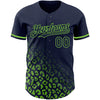 Custom Navy Neon Green 3D Pattern Design Leopard Print Fade Fashion Authentic Baseball Jersey