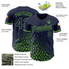 Custom Navy Neon Green 3D Pattern Design Leopard Print Fade Fashion Authentic Baseball Jersey