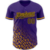 Custom Purple Black-Gold 3D Pattern Design Leopard Print Fade Fashion Authentic Baseball Jersey