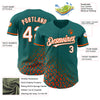 Custom Teal White-Orange 3D Pattern Design Leopard Print Fade Fashion Authentic Baseball Jersey