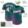 Custom Teal White-Pink 3D Pattern Design Leopard Print Fade Fashion Authentic Baseball Jersey