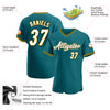 Custom Teal White-Gold Authentic Baseball Jersey