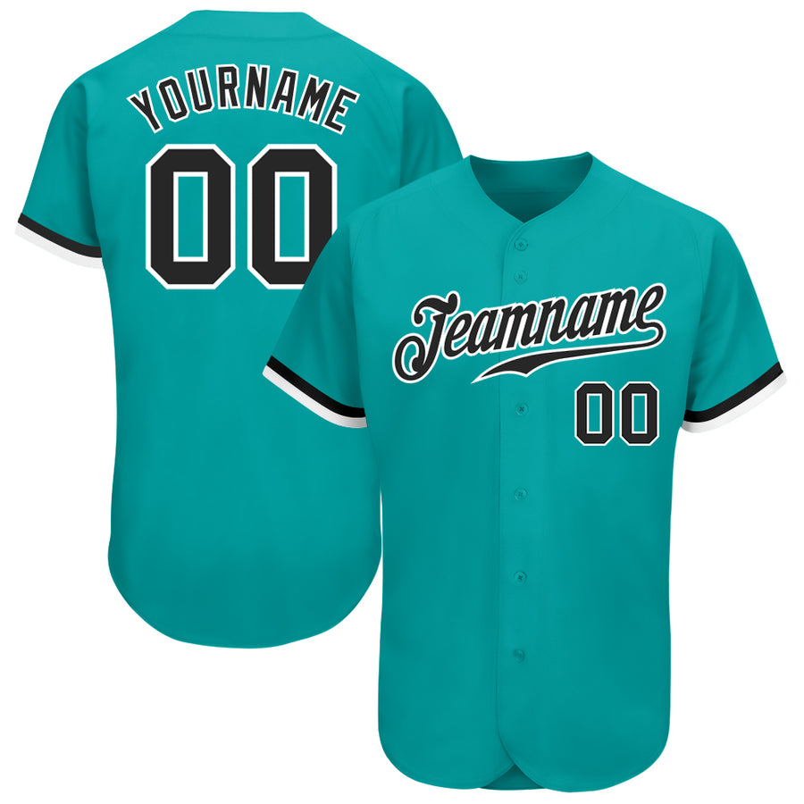 Custom Black Pink-Aqua Authentic Split Fashion Baseball Jersey Discount