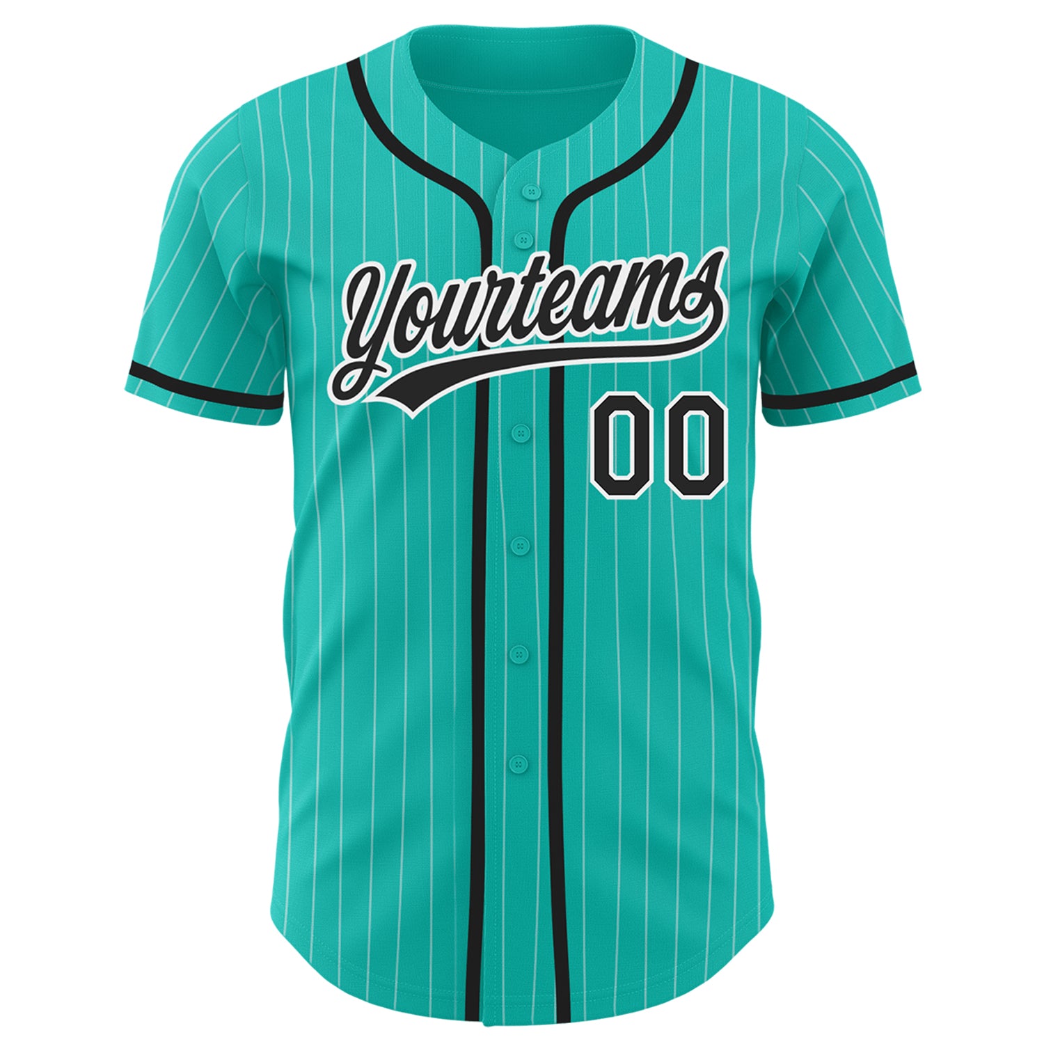  Aqua and White Pinstripe Custom Baseball Jersey