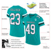 Custom Aqua White-Black Mesh Authentic Football Jersey