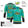 Custom Aqua Old Gold-Black Hockey Lace Neck Jersey