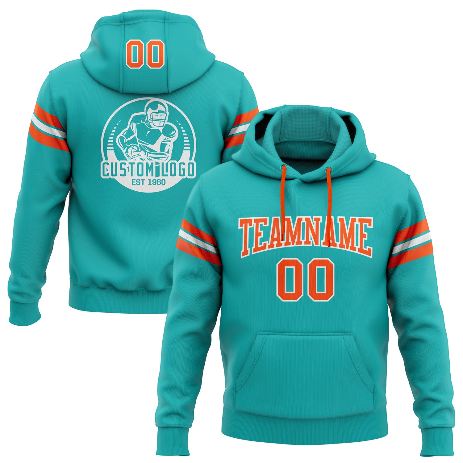 Youth Miami Dolphins Hoodie 3D Comfortable USA Flag Blue Miami